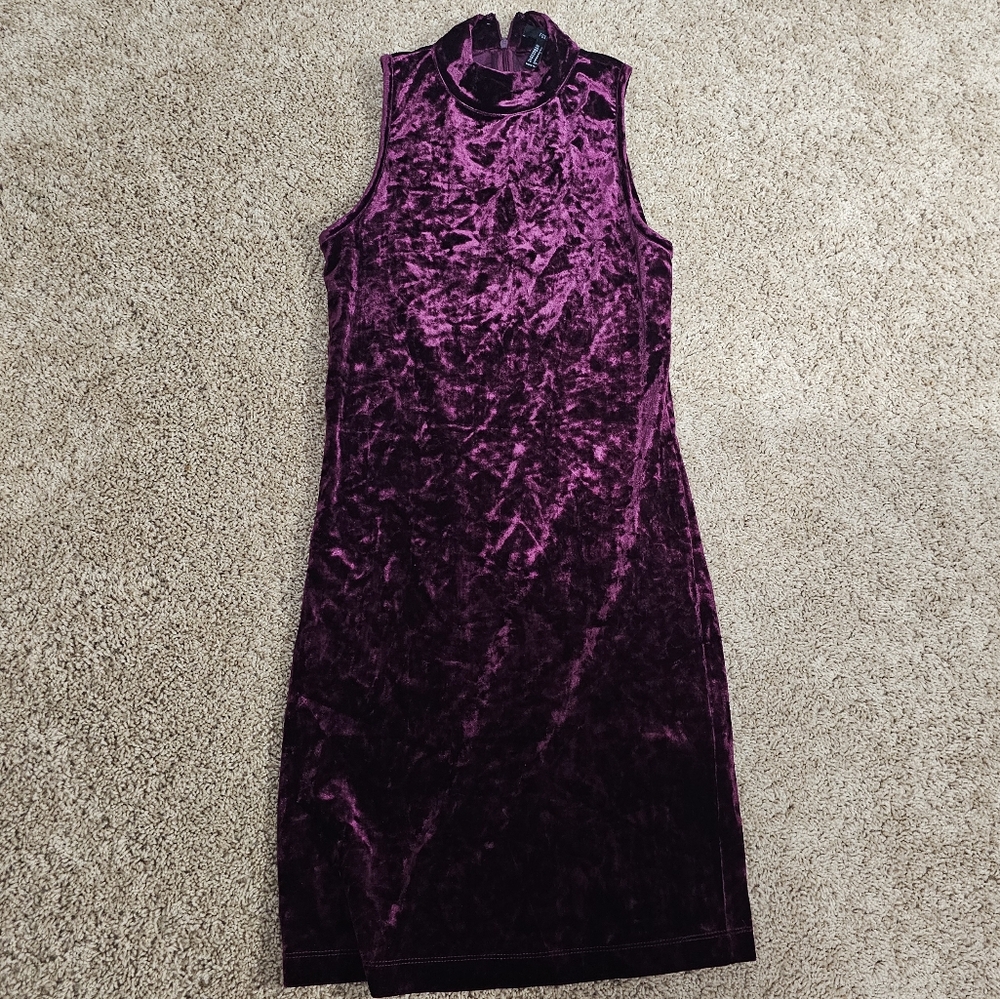 Purple Velvet Sleeveless Dress